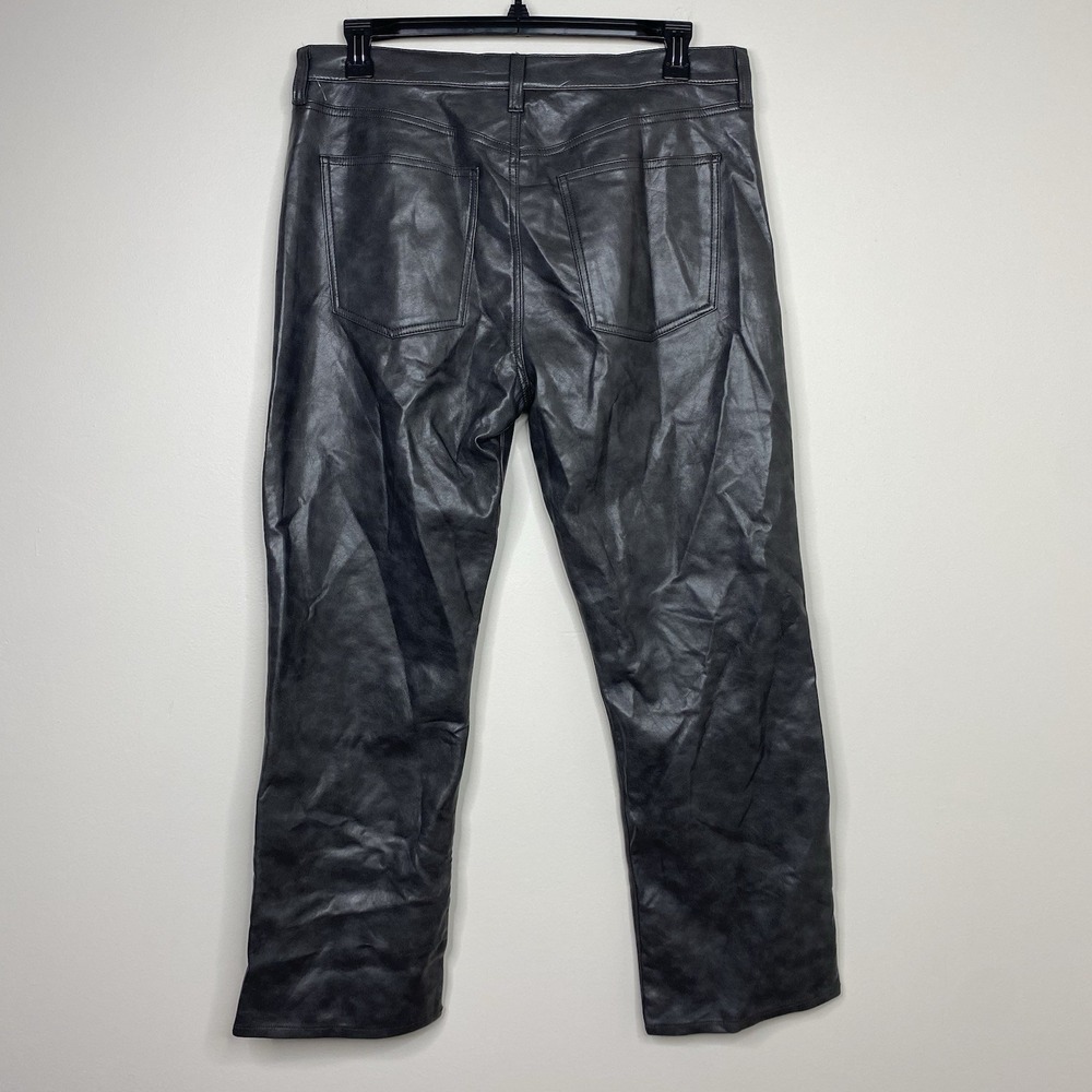 AGOLDE Sloane Recycled Leather-Blend Mid-Rise Straight-Leg Pants Dark Gray - Picture 3 of 15